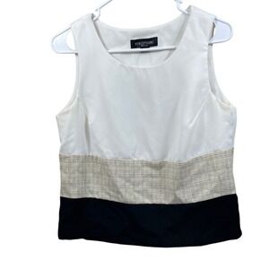Perceptions Women's Sleeveless Colorblock Top - Cream, Tan, and‎ Black